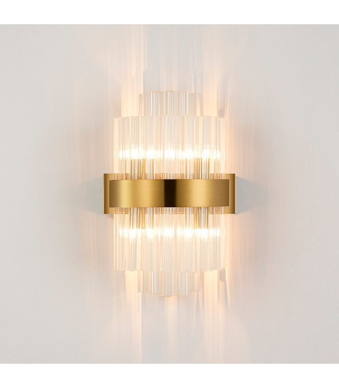 Lysander 4 Light G9 Wall Lamp Brass Clear-10