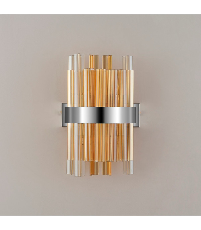 Lysander 4 Light G9 Wall Lamp Polished Nickel Amber-9