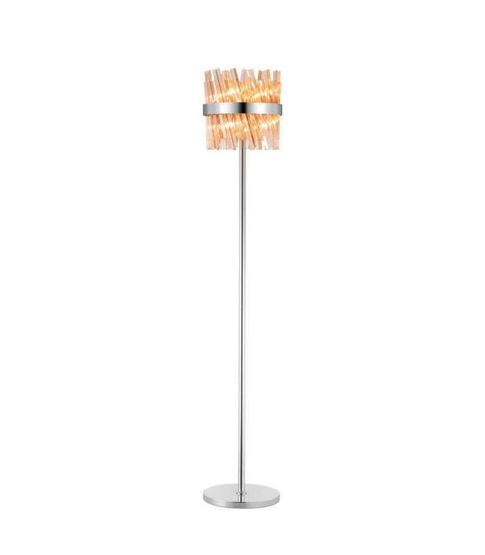 Lysander 8 Light G9 Floor Lamp Polished Nickel Amber-1