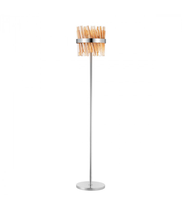 Lysander 8 Light G9 Floor Lamp Polished Nickel Amber-4