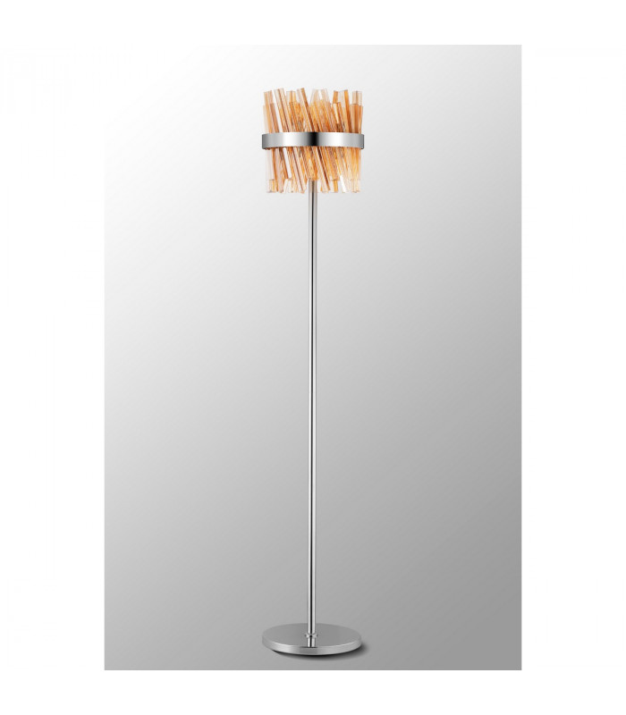 Lysander 8 Light G9 Floor Lamp Polished Nickel Amber-10