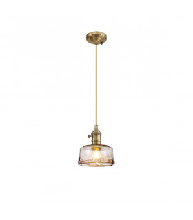 Leyden Switched Ceiling Pendant 1.5m E27 Antique Brass Golden Brown Braided Cable Brown Bowl Glass-1