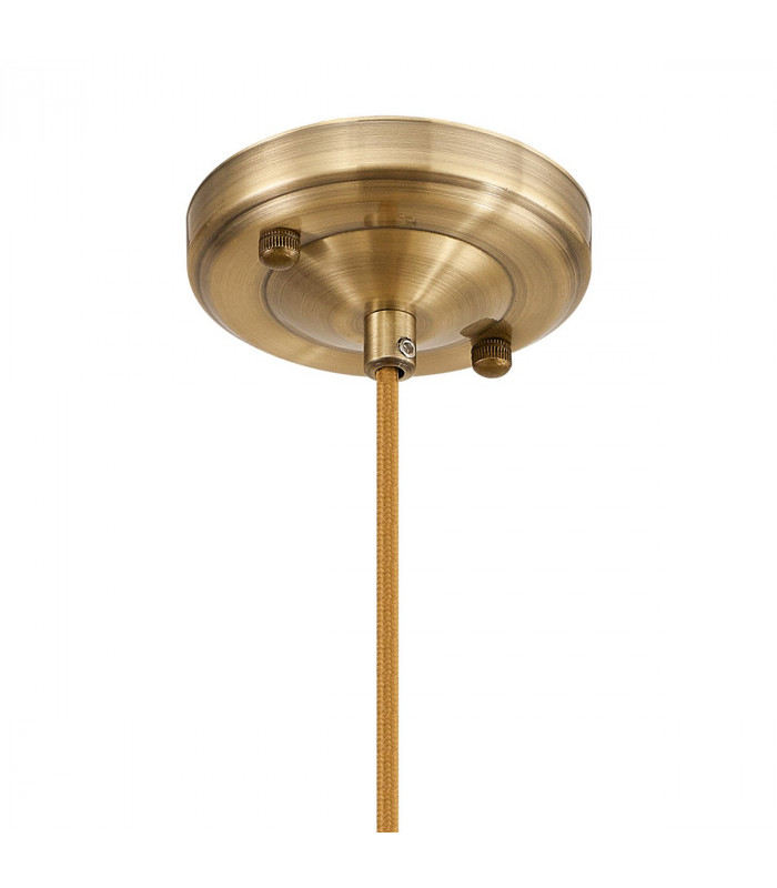 Leyden Switched Ceiling Pendant 1.5m E27 Antique Brass Golden Brown Braided Cable Brown Bowl Glass-5