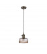 Leyden Switched Ceiling Pendant 1.5m E27 Antique Brass Black Twisted Cable Brown Bowl Glass-4