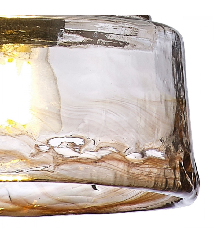 Leyden Switched Ceiling Pendant 1.5m E27 Antique Brass Black Twisted Cable Brown Bowl Glass-7