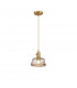 Leyden Switched Ceiling Pendant 1.5m E27 Brass Pale Gold Twisted Cable Brown Bowl Glass-1