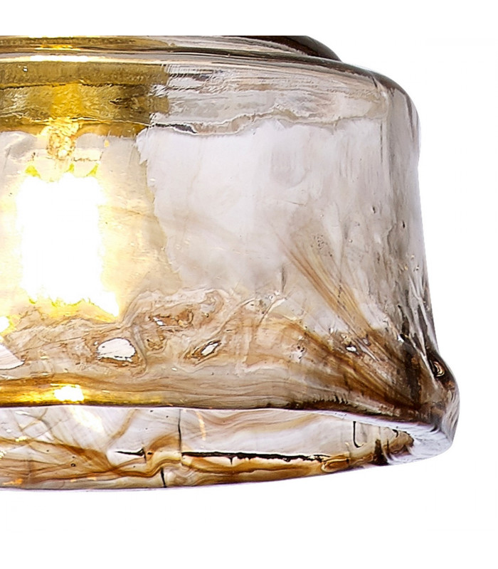 Leyden Switched Ceiling Pendant 1.5m E27 Brass Pale Gold Twisted Cable Brown Bowl Glass-7