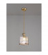 Leyden Switched Ceiling Pendant 1.5m E27 Antique Brass Golden Brown Braided Cable Brown Square Glass-3