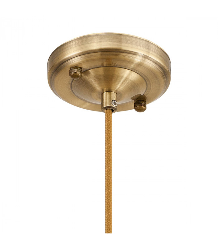 Leyden Switched Ceiling Pendant 1.5m E27 Antique Brass Golden Brown Braided Cable Brown Square Glass-5
