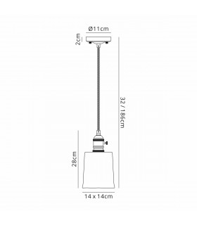 Leyden Switched Ceiling Pendant 1.5m E27 Antique Brass Black Twisted Cable Brown Square Glass-2