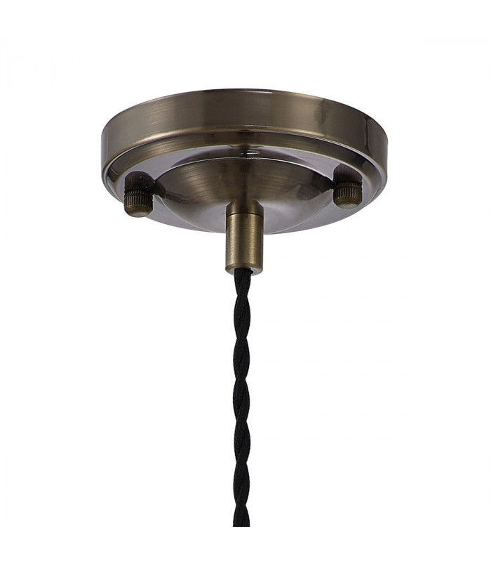 Leyden Switched Ceiling Pendant 1.5m E27 Antique Brass Black Twisted Cable Brown Square Glass-5