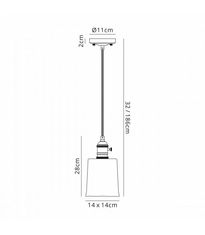 Leyden Switched Ceiling Pendant 1.5m E27 Brass Pale Gold Twisted Cable Brown Square Glass-2