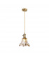 Leyden Switched Ceiling Pendant 1.5m E27 Antique Brass Golden Brown Braided Cable Brown Flower Glass-1