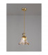 Leyden Switched Ceiling Pendant 1.5m E27 Antique Brass Golden Brown Braided Cable Brown Flower Glass-3