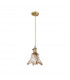 Leyden Switched Ceiling Pendant 1.5m E27 Antique Brass Golden Brown Braided Cable Brown Flower Glass-4