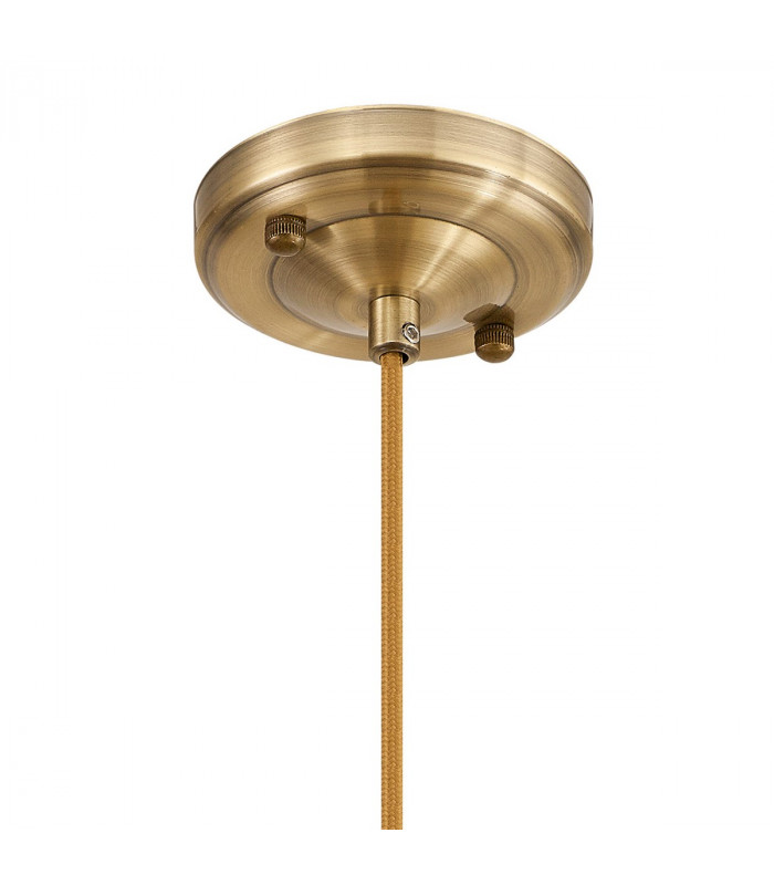 Leyden Switched Ceiling Pendant 1.5m E27 Antique Brass Golden Brown Braided Cable Brown Flower Glass-5