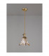Leyden Switched Ceiling Pendant 1.5m E27 Antique Brass Golden Brown Braided Cable Brown Flower Glass-8
