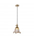 Leyden Switched Ceiling Pendant 1.5m E27 Antique Brass Black Twisted Cable Brown Flower Glass-1