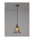 Leyden Switched Ceiling Pendant 1.5m E27 Antique Brass Black Twisted Cable Brown Flower Glass-3
