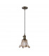 Leyden Switched Ceiling Pendant 1.5m E27 Antique Brass Black Twisted Cable Brown Flower Glass-4