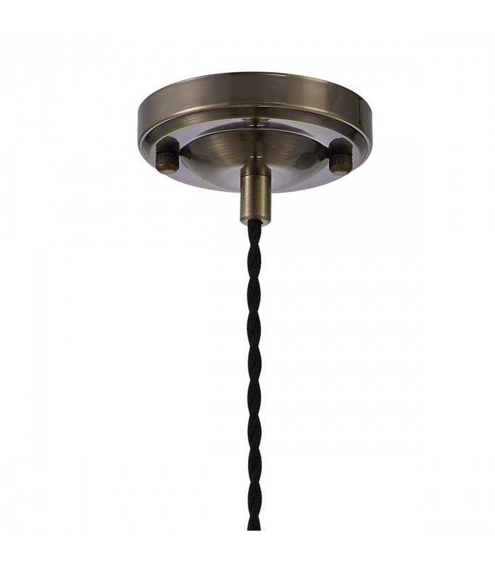 Leyden Switched Ceiling Pendant 1.5m E27 Antique Brass Black Twisted Cable Brown Flower Glass-5