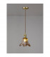 Leyden Switched Ceiling Pendant 1.5m E27 Brass Pale Gold Twisted Cable Brown Flower Glass-3