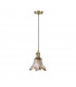 Leyden Switched Ceiling Pendant 1.5m E27 Brass Pale Gold Twisted Cable Brown Flower Glass-4