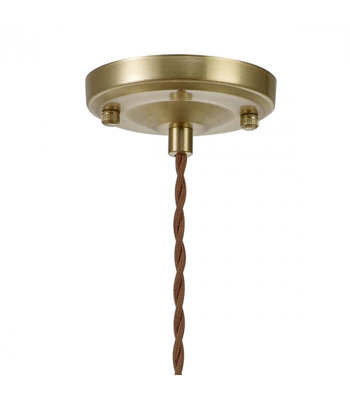 Leyden Switched Ceiling Pendant 1.5m E27 Brass Pale Gold Twisted Cable Brown Flower Glass-5