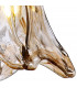 Leyden Switched Ceiling Pendant 1.5m E27 Brass Pale Gold Twisted Cable Brown Flower Glass-7