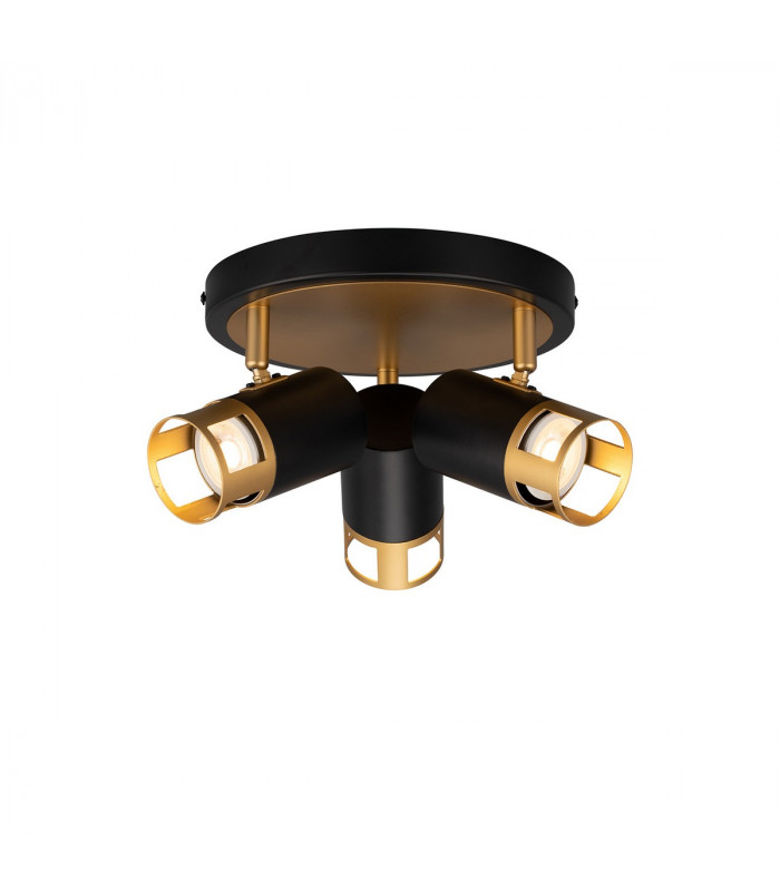 Phelps 3 Light Round SpotFitting GU10 Black Painted Gold-1