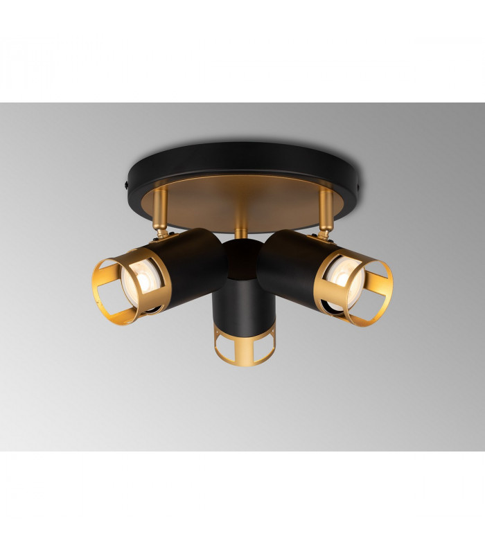 Phelps 3 Light Round SpotFitting GU10 Black Painted Gold-3