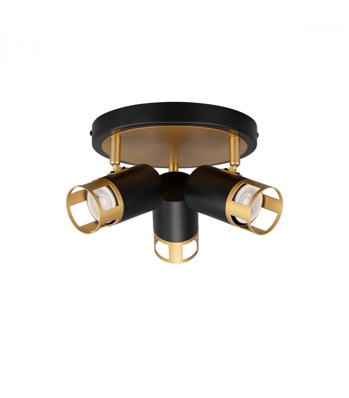 Phelps 3 Light Round SpotFitting GU10 Black Painted Gold-4