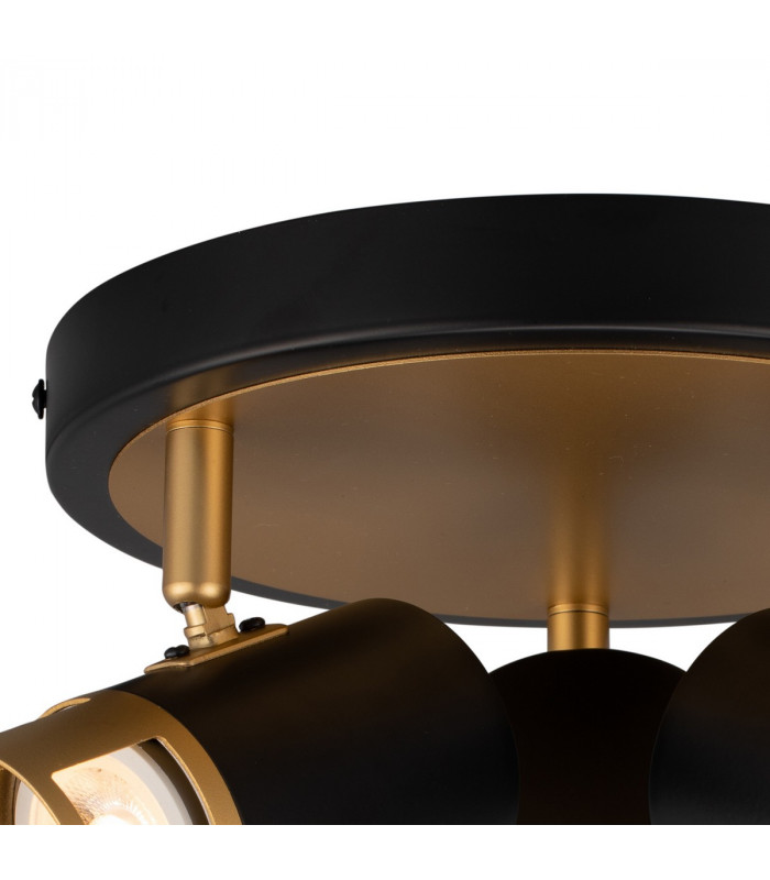 Phelps 3 Light Round SpotFitting GU10 Black Painted Gold-5