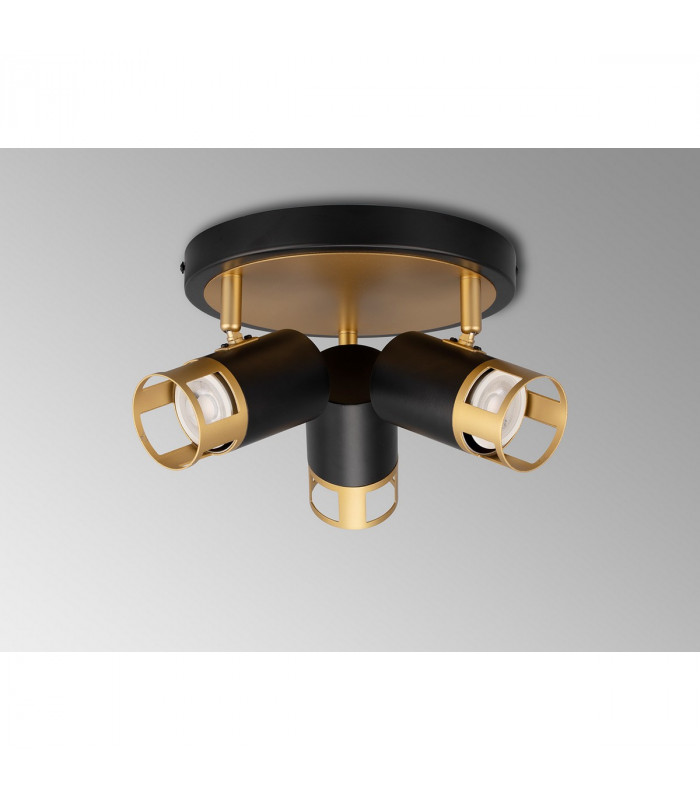 Phelps 3 Light Round SpotFitting GU10 Black Painted Gold-7