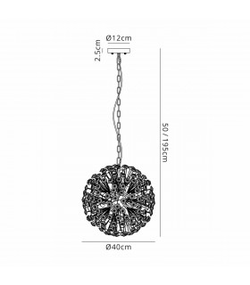 Salisbury Ceiling Pendant 40cm Sphere 9 Light G9 Polished Chrome Crystal-2