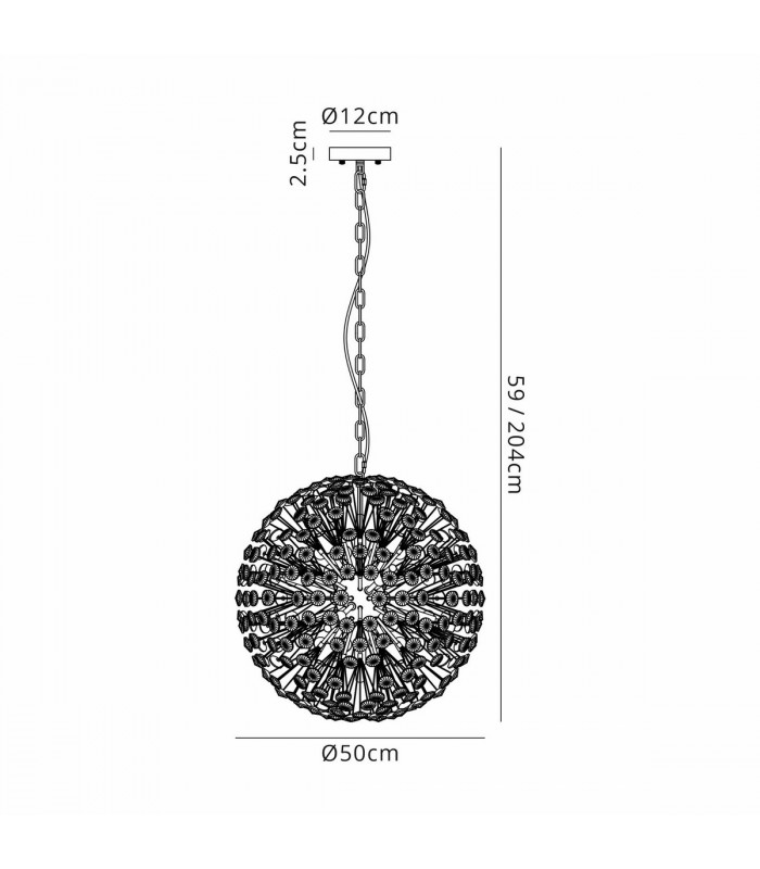 Salisbury Ceiling Pendant 50cm Sphere 12 Light G9 Polished Chrome Crystal-2