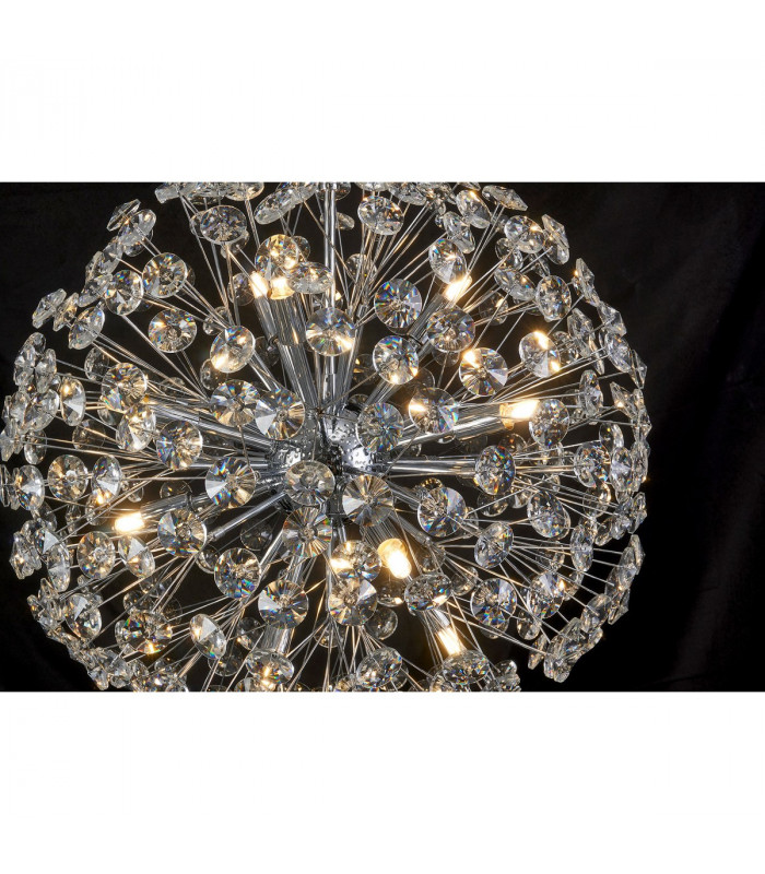 Salisbury Ceiling Pendant 50cm Sphere 12 Light G9 Polished Chrome Crystal-9