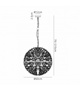 Salisbury Ceiling Pendant 60cm Sphere 16 Light G9 Polished Chrome Crystal-2