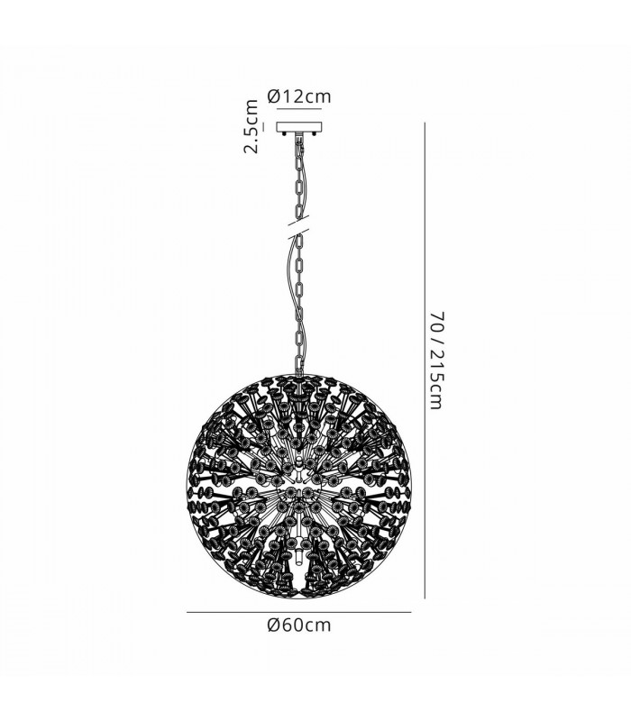 Salisbury Ceiling Pendant 60cm Sphere 16 Light G9 Polished Chrome Crystal-2