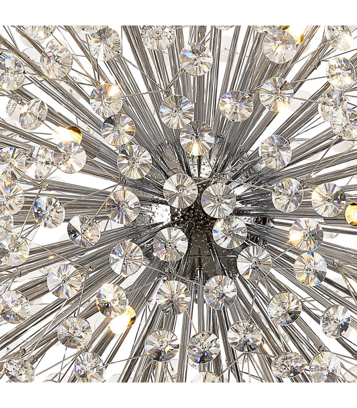 Salisbury Ceiling Pendant 80cm Sphere 24 Light G9 Polished Chrome Crystal-7