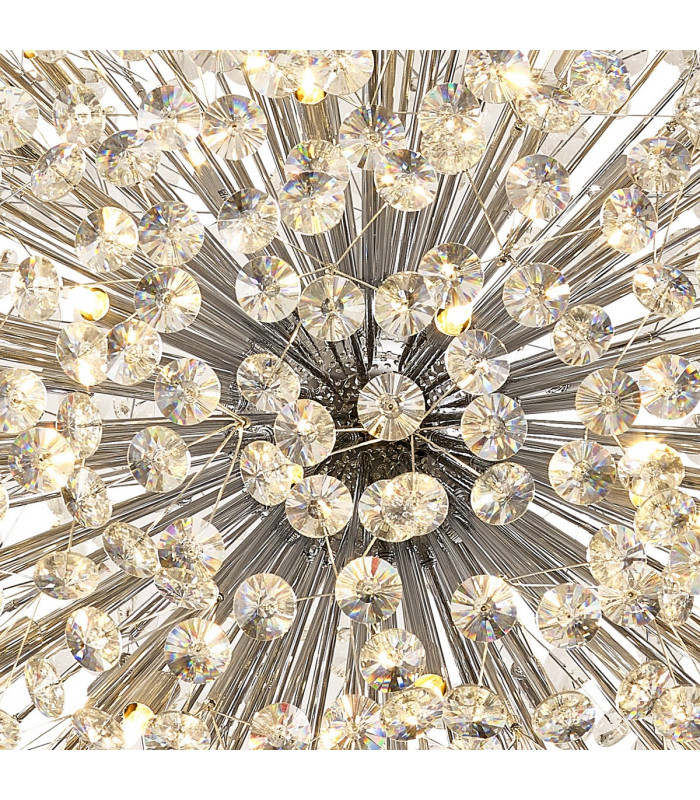 Salisbury Ceiling Pendant 1m Sphere 48 Light G9 Polished Chrome Crystal-7