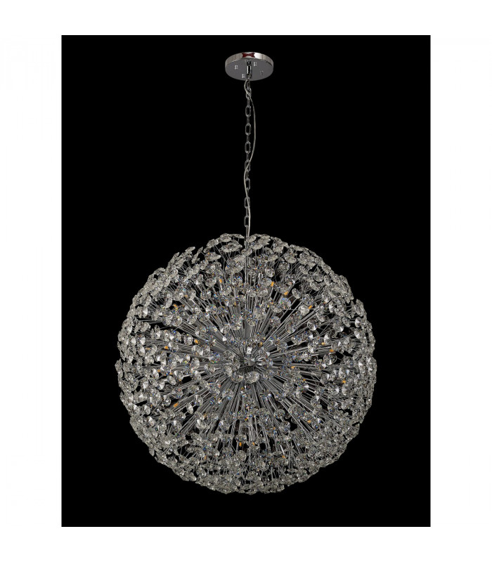 Salisbury Ceiling Pendant 1m Sphere 48 Light G9 Polished Chrome Crystal-9