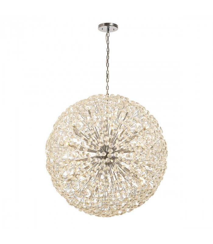 Salisbury Ceiling Pendant 1.2m Sphere 64 Light G9 Polished Chrome Crystal-1