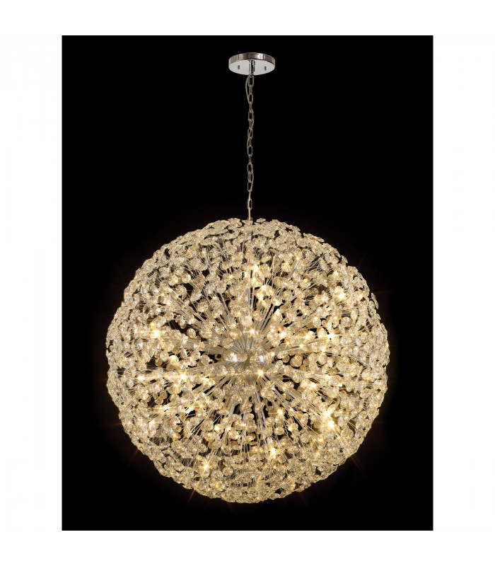 Salisbury Ceiling Pendant 1.2m Sphere 64 Light G9 Polished Chrome Crystal-3
