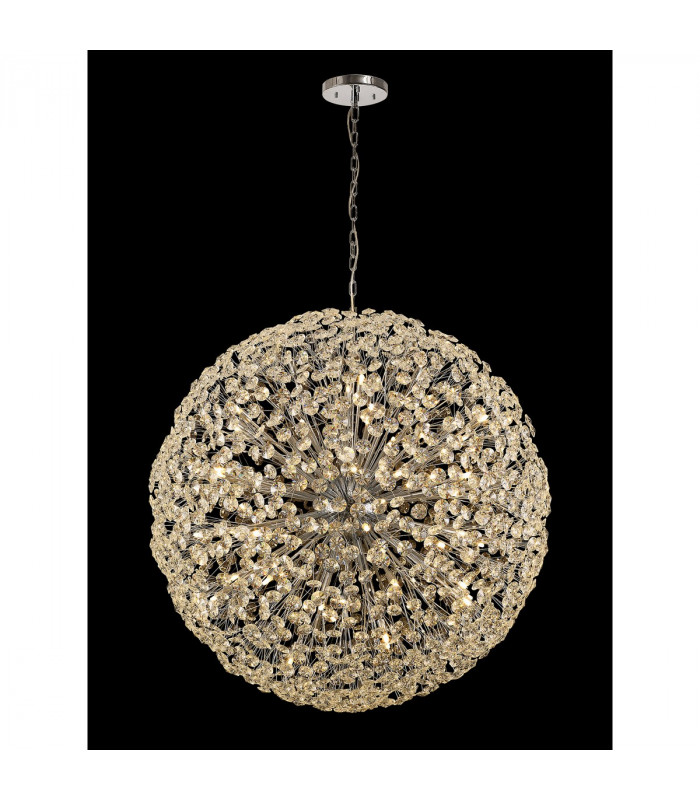 Salisbury Ceiling Pendant 1.2m Sphere 64 Light G9 Polished Chrome Crystal-9