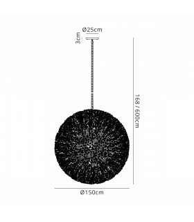 Salisbury Ceiling Pendant 1.5m Sphere 84 Light G9 Polished Chrome Crystal-2