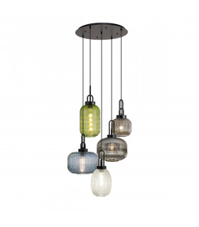 Yorktown 2.5m 5 Light Round With Multiple Shades & Colours 5 Light E27 Matt Black-1