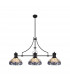Worcester 3 Light Linear Ceiling Pendant E27 With 30cm Tiffany Shade Matt Black Blue Clear Crystal-1