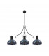 Worcester 3 Light Linear Ceiling Pendant E27 With 30cm Tiffany Shade Matt Black Blue Clear Crystal-6