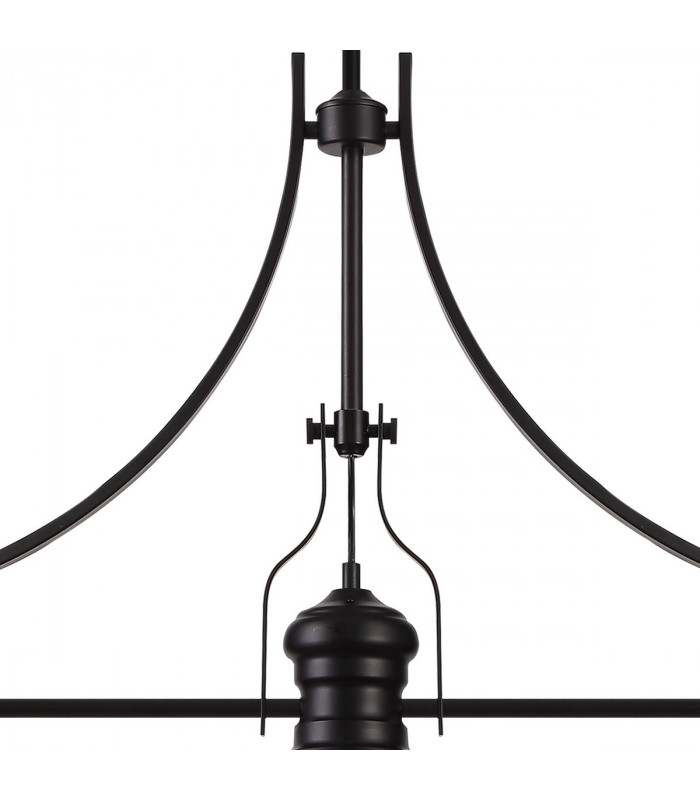 Worcester 3 Light Linear Ceiling Pendant E27 With 30cm Tiffany Shade Matt Black Blue Clear Crystal-8